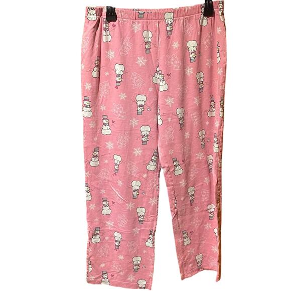 Snowman Pajama Pants Size Small Cozy Holiday Christmas Winter Comfy Pink Girly - Picture 1 of 3
